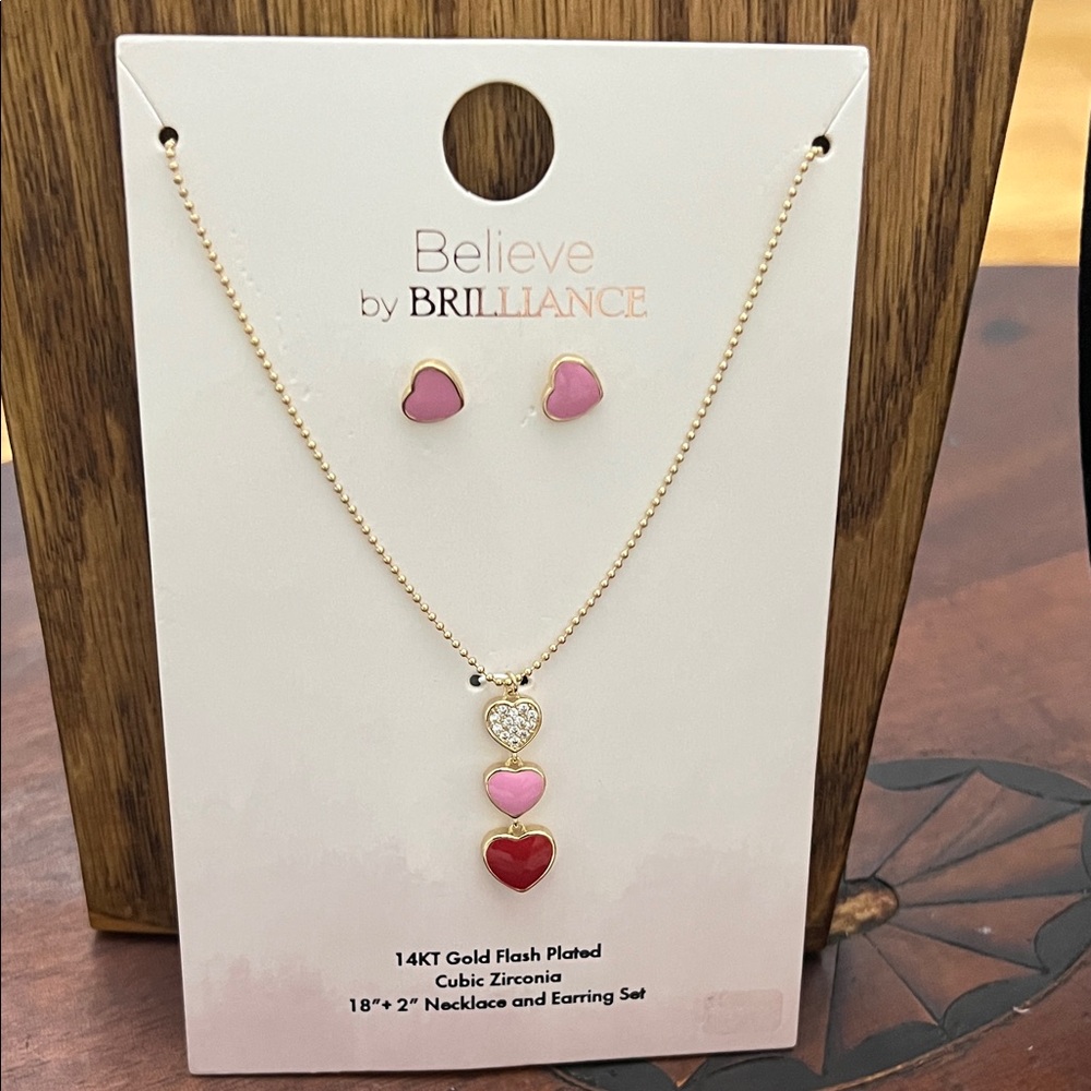 BELIEVE THE BRILLIANCE‎ 14kt GOLD FLASH PLATED CUBIC ZIRCONIA 18in+2in NECKLACE